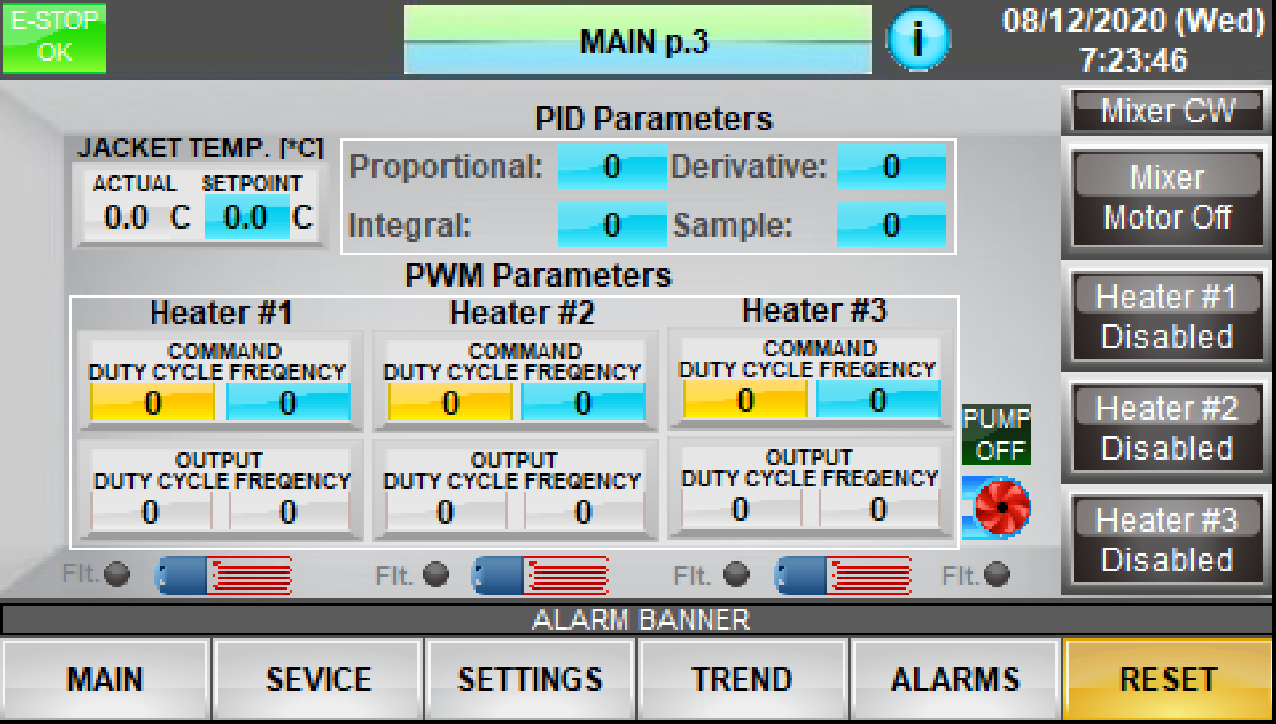 Reactor Controller Screen Descriptions